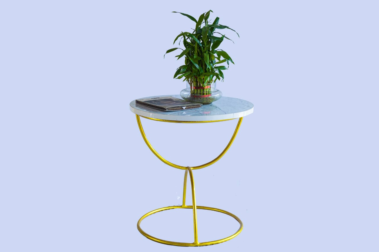 Metal Pedestal Small Side Table