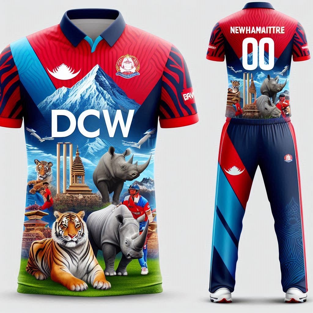 Custom Cricket Jersey, Red & Navy Blue Cricket Jersey
