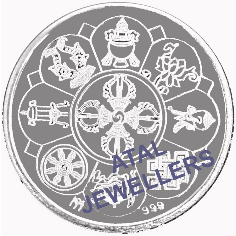 Laxmi Ganesh and Shreeyantra Engraved Silver Coin