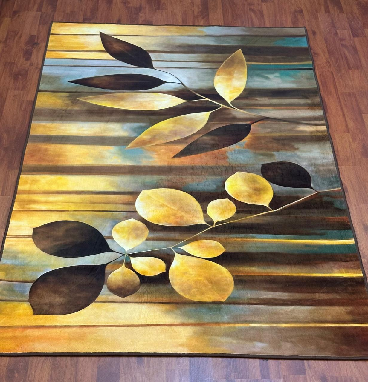 Gold Floral Runner Rug