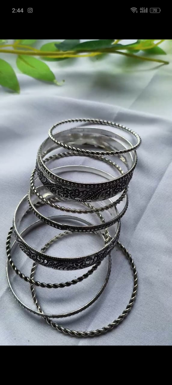 Oxidised Bangle Desine Braslet Set For Women
