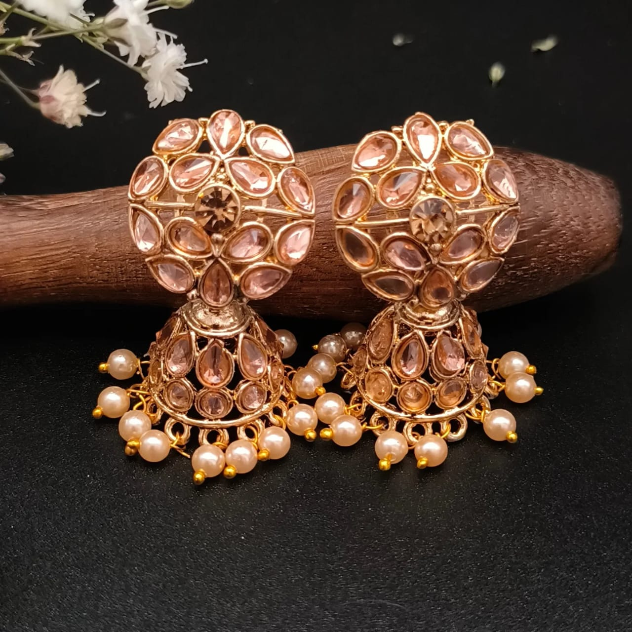 Copper Gold-plated Gold& White Earring  Set