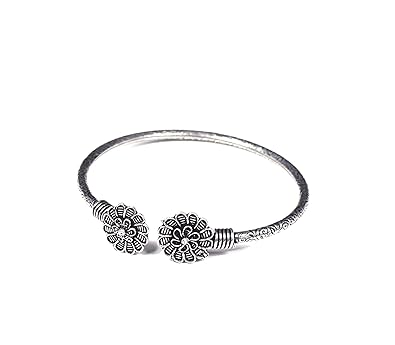 Oxdised Sleek Floral Bracelet for Women
