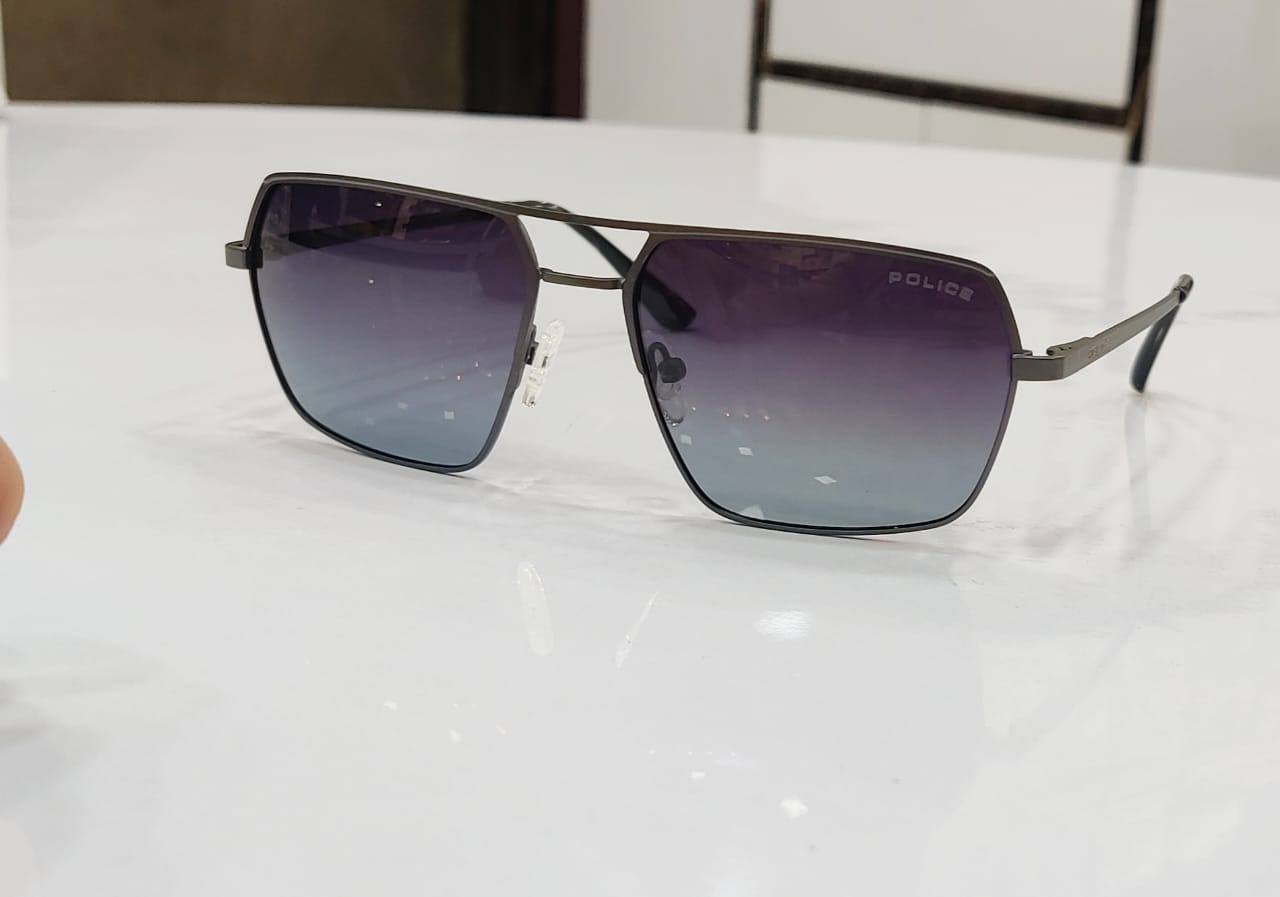 Black-Shiny Light Gold Frame Police Eyewear