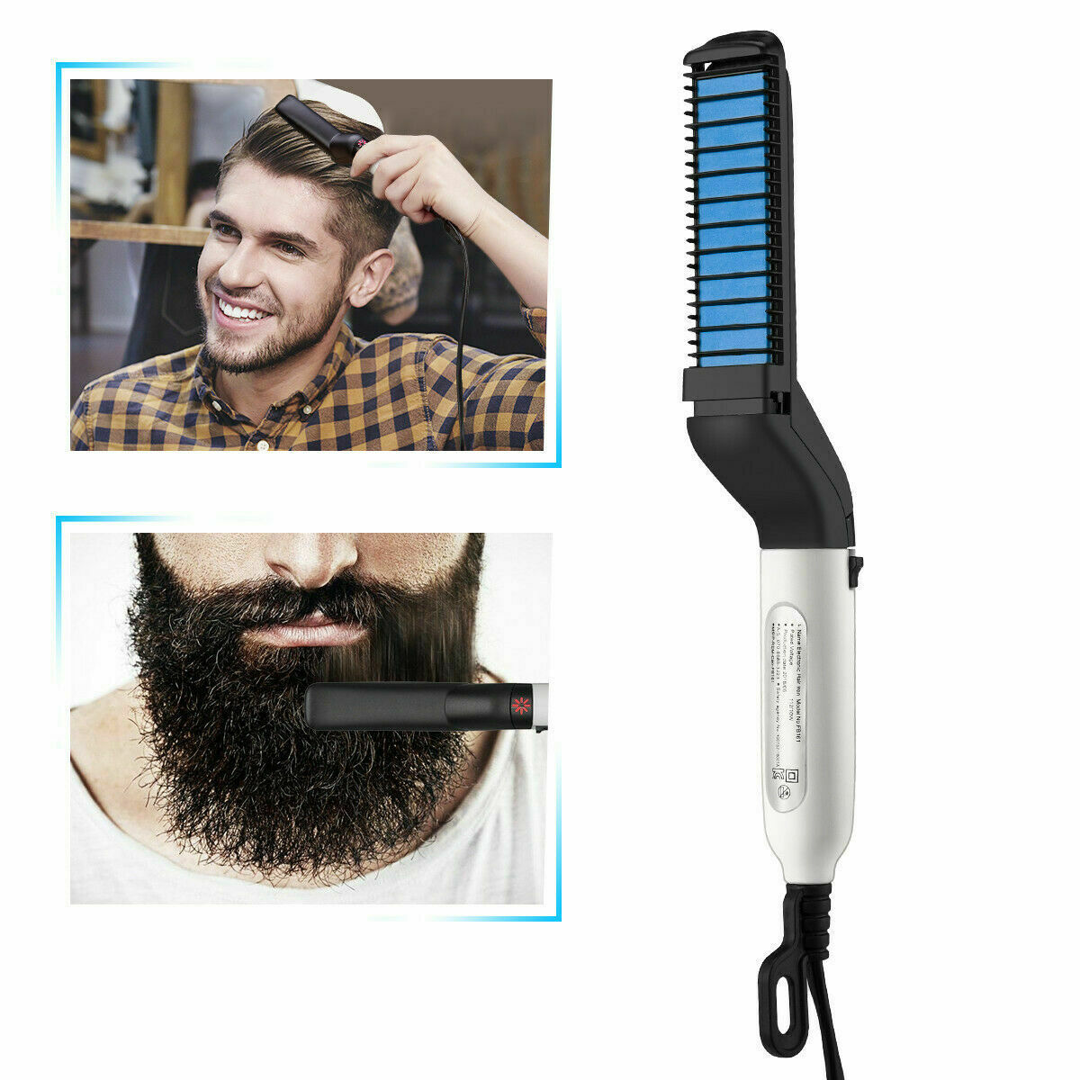Beard Straightener for Men, Straightening Brush Hair Straightening Comb Hair Styler Electric Hot Comb Anti-Scald Heated Beard Comb